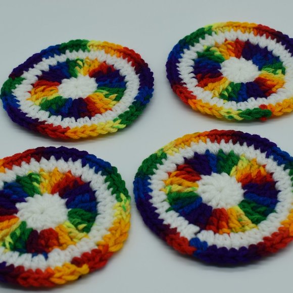 Hand Crafted Other - Handcrafted Crochet Rainbow Coasters Set of Four